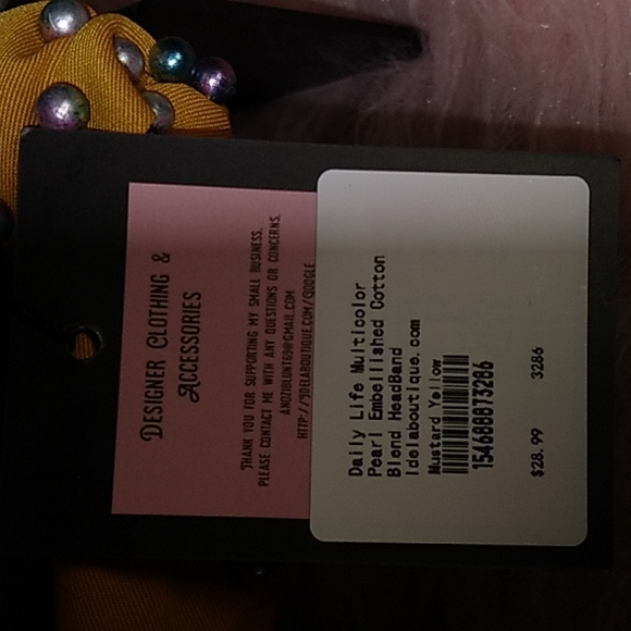 Mustard Knotted Multicolor Pearl Embellished Soft HeadBand - Picture 6 of 12